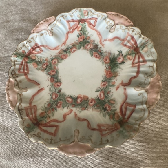 Rare antique 1899 roses and ribbons Limoges France plate - Picture 5 of 5